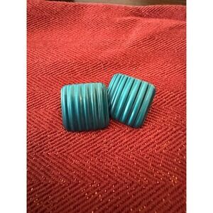 Vintage Blue Metal Square Earrings Women Jewelry Butterfly Back